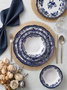 Hermia Velour Navy Blue Fulya Juego de Cena de 24 Piezas en Porcelana